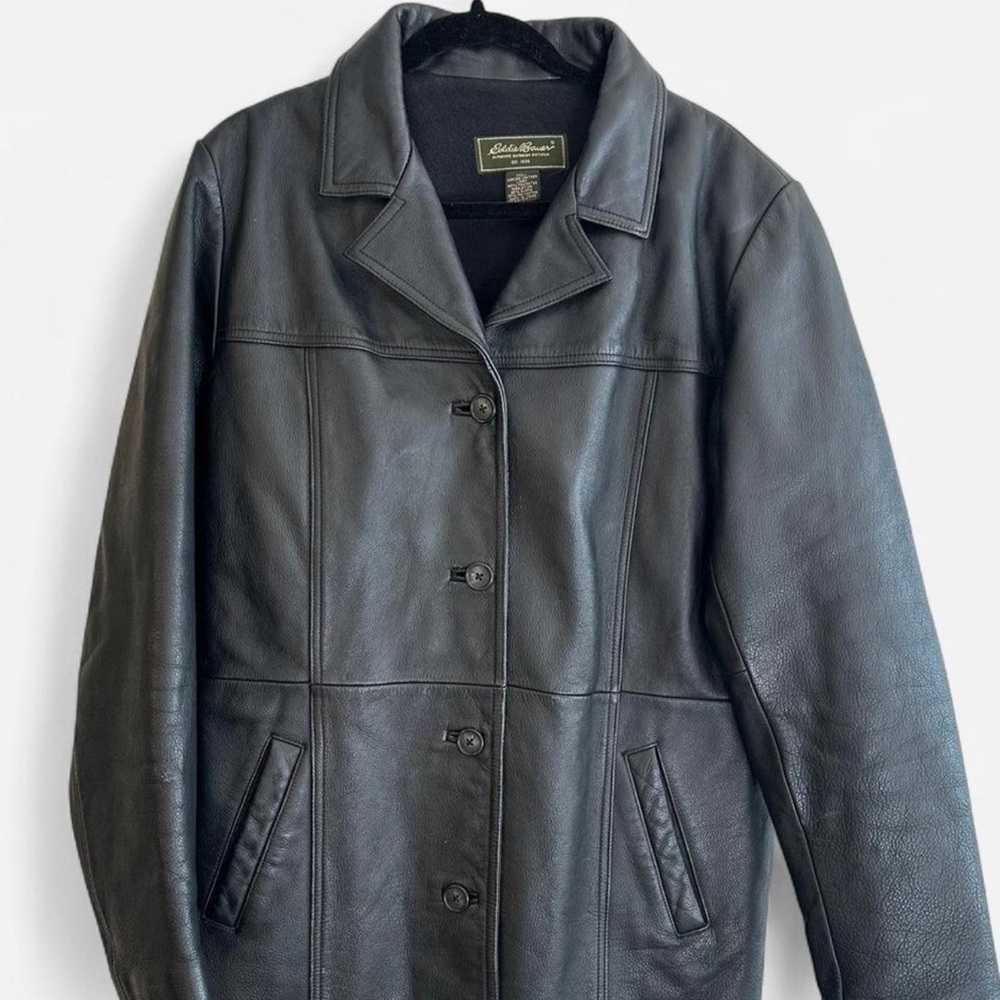 Eddie Bauer Charcoal Leather Jacket for Women